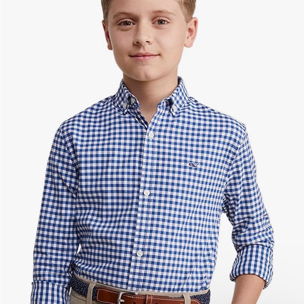 Like new Vineyard vines toddler on the go gingham button down shirt